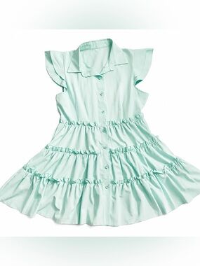 Aqua Teal Ruffle Tiered Dress